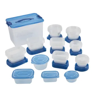 Mainstays Mainstays 92PC Multi Size Food Storage Container Set, Clear & Blue Lid, 46CT