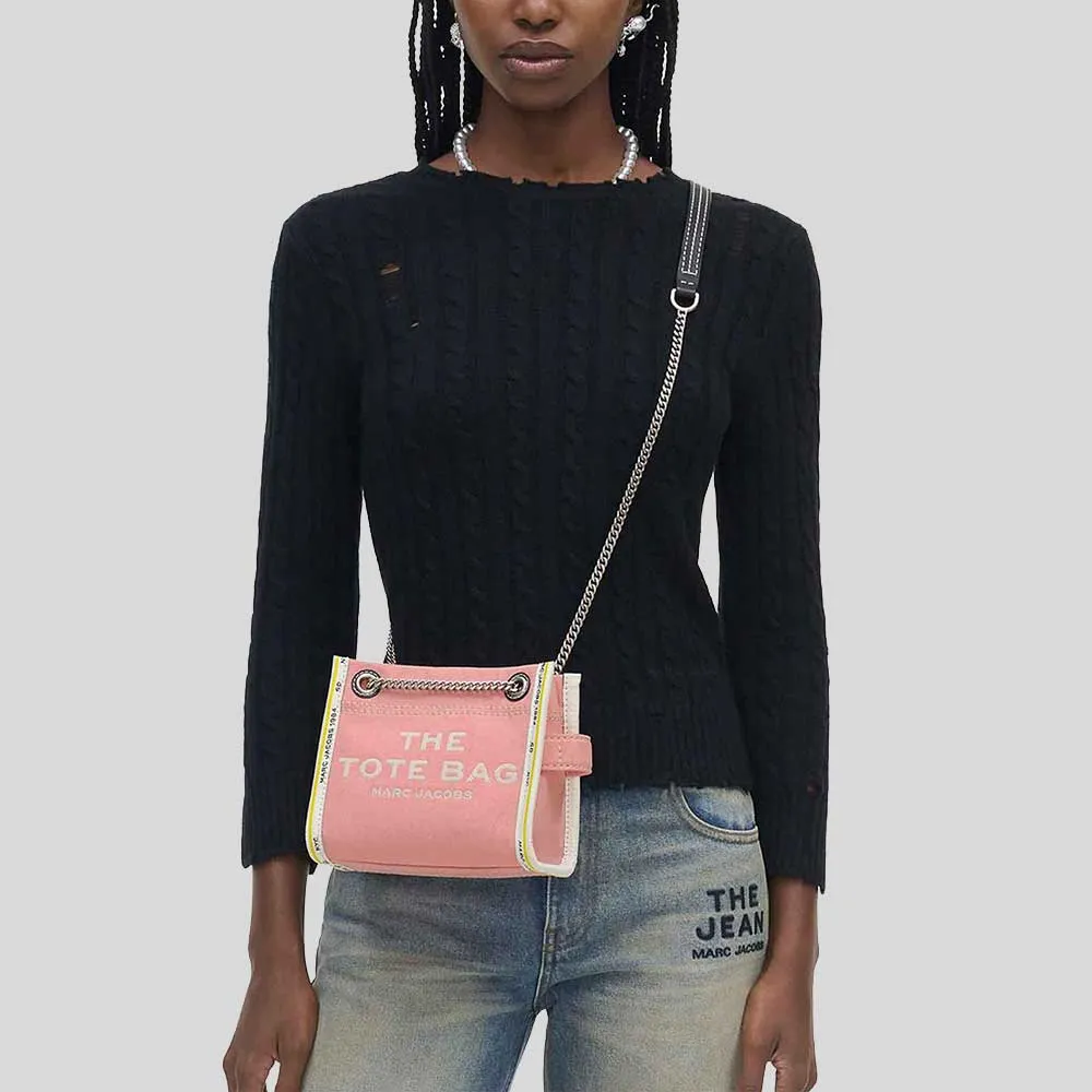 MARC JACOBS The Denim Chain Crossbody Tote Bag Ribbon Pink RB-2F4HCR016H05