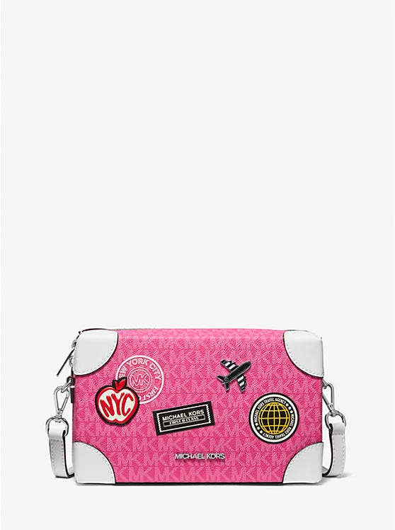Micheal Kors Jeanie Small Embellished Signature Logo Crossbody Bag Dragonfruit