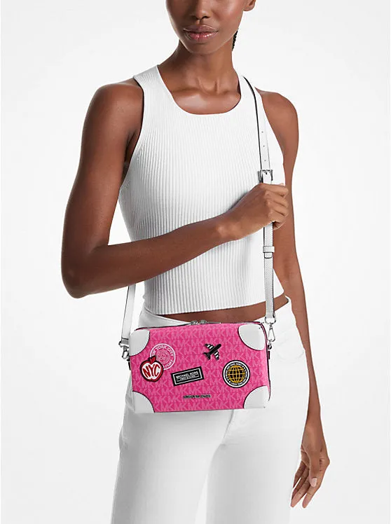 Micheal Kors Jeanie Small Embellished Signature Logo Crossbody Bag Dragonfruit