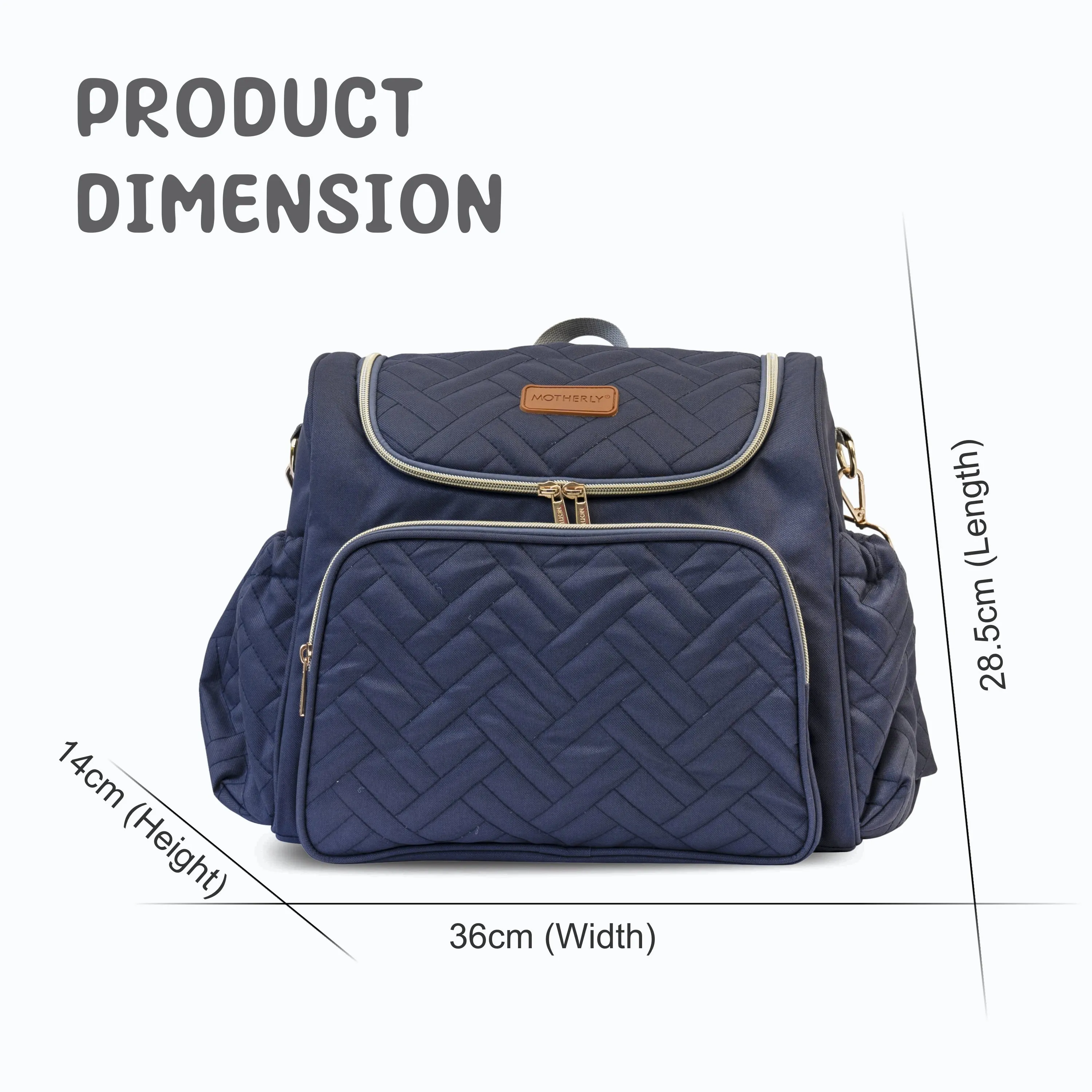 Motherly Diaper Quilted Diaper Bag for Mothers for Travel with Changing Mat - Spacious Diaper Bags for Mom | Baby Bag with Multi-Pocket Design | Maternity Bags for Mother and Baby (Black)