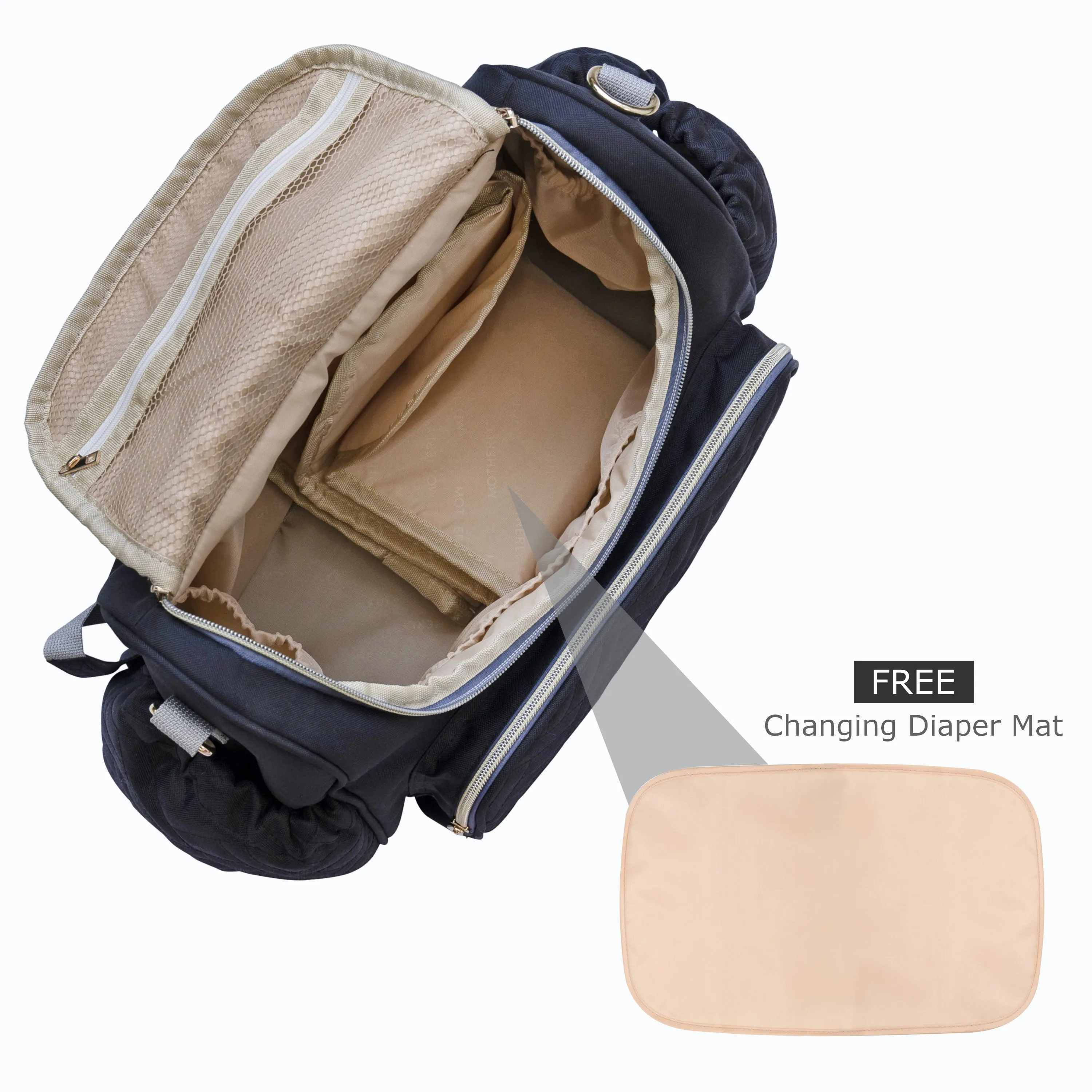Motherly Diaper Quilted Diaper Bag for Mothers for Travel with Changing Mat - Spacious Diaper Bags for Mom | Baby Bag with Multi-Pocket Design | Maternity Bags for Mother and Baby (Black)