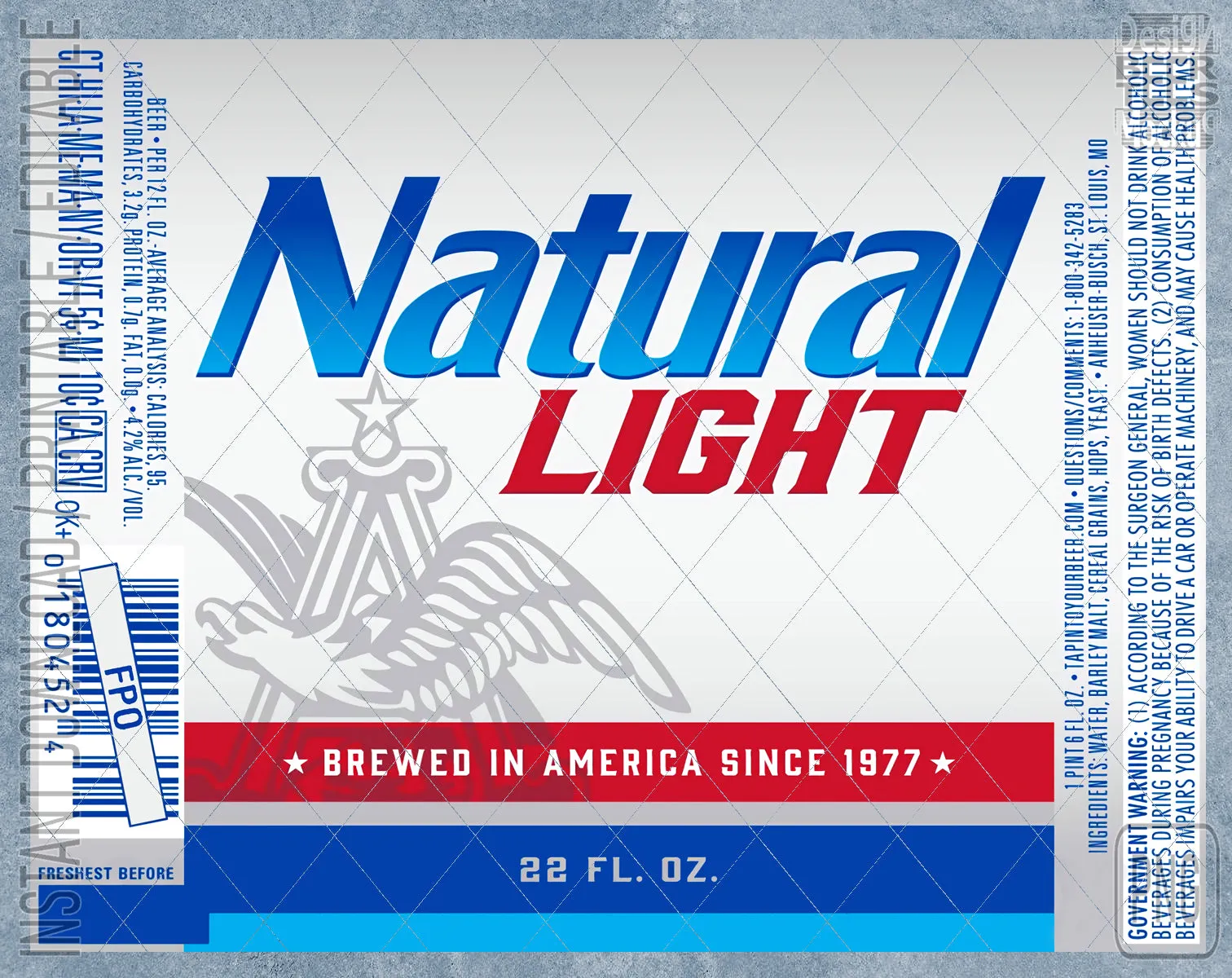 Natural Light Beer Inspired Unofficial Logo Can Tumbler Wrap PNG File Printable