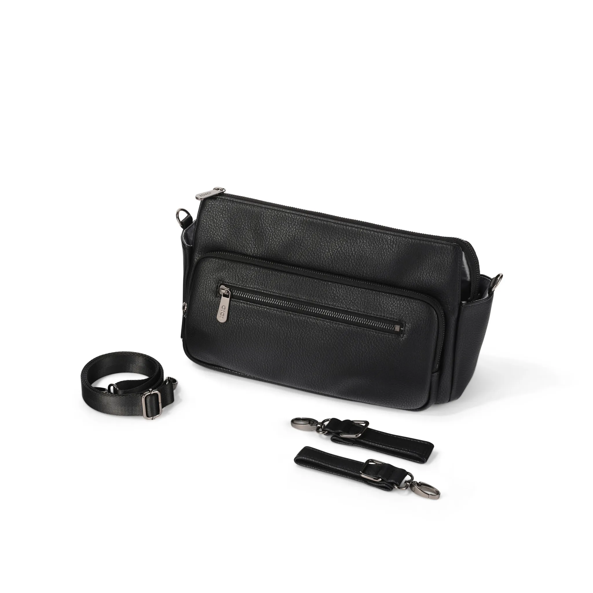 OiOi - Multitasker Pram Caddy - Black Vegan Leather