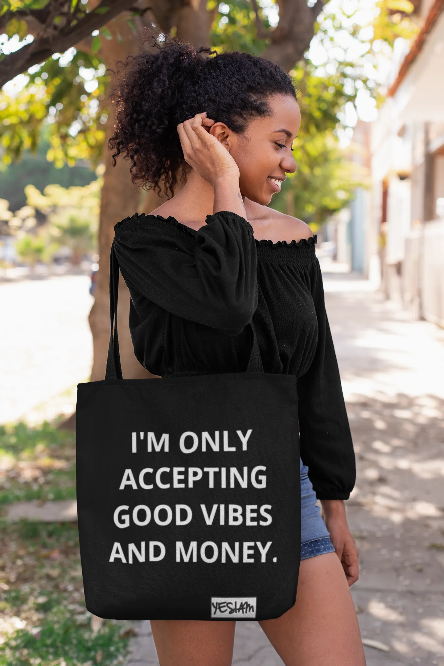 ONLY GOOD VIBES AND MONEY TOTE