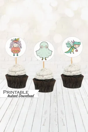 Pastel Halloween Printable Cupcake Toppers