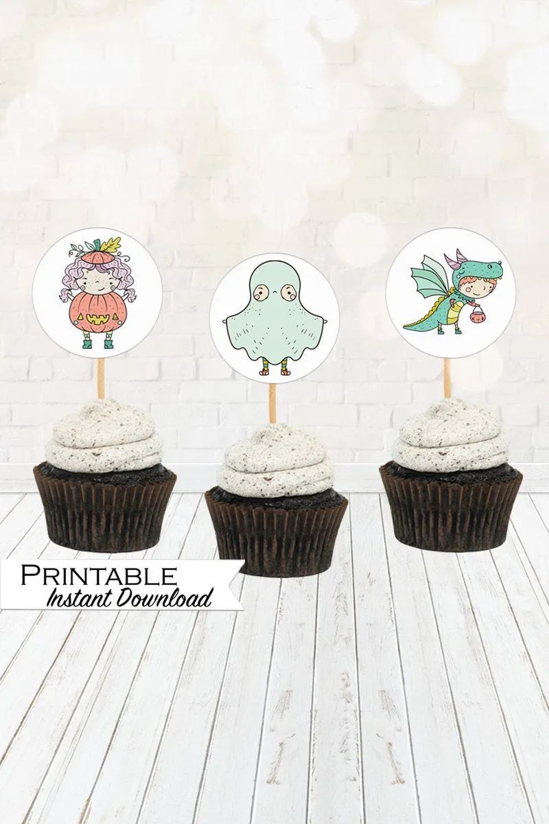 Pastel Halloween Printable Cupcake Toppers