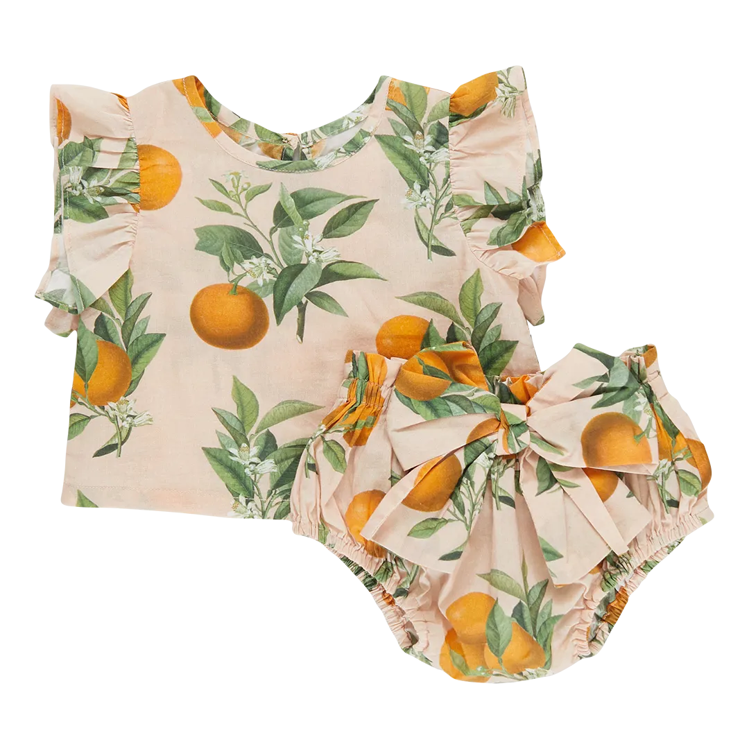Pink Chicken Baby Girls Abigail 2-Piece Set - Pink Botanicals Oranges