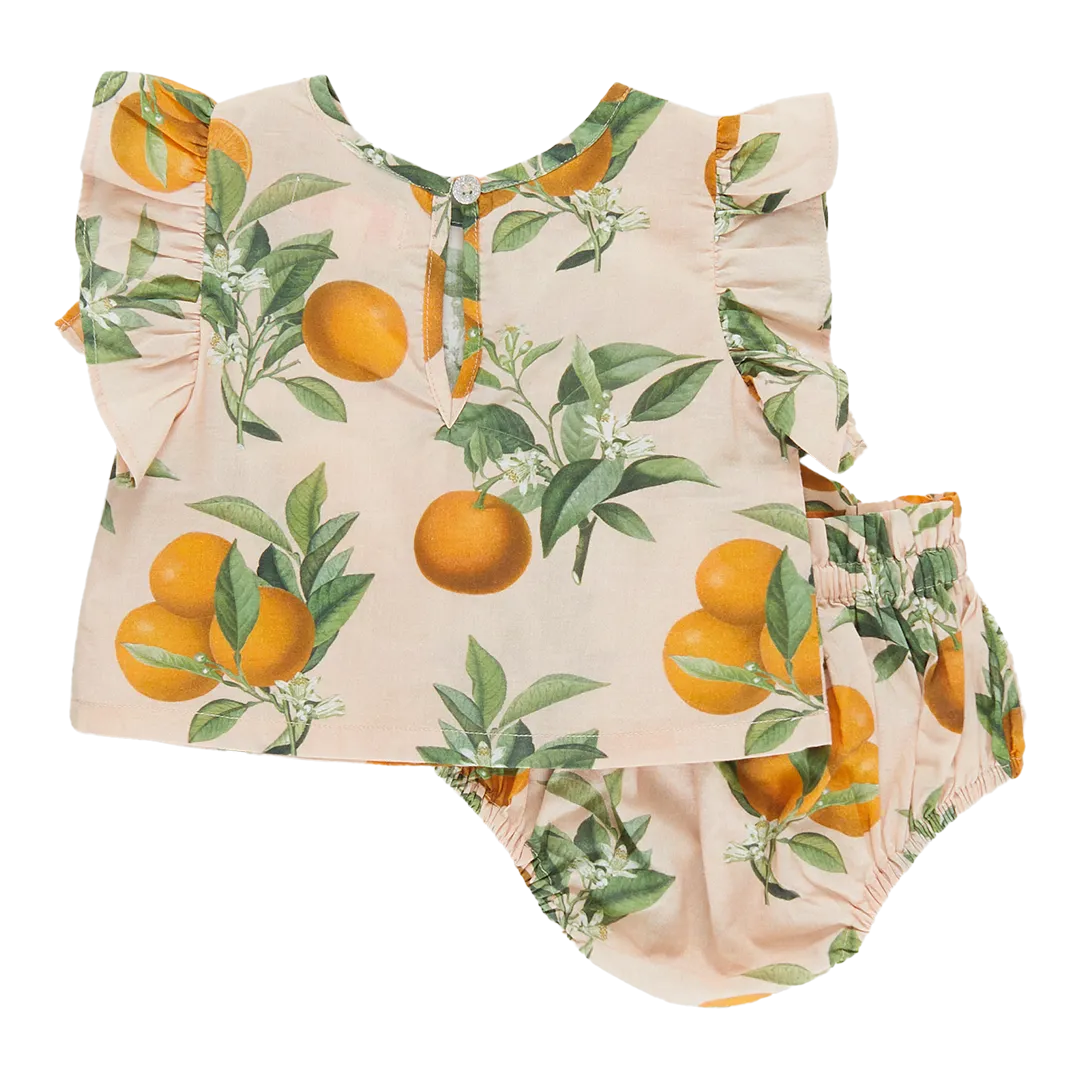 Pink Chicken Baby Girls Abigail 2-Piece Set - Pink Botanicals Oranges