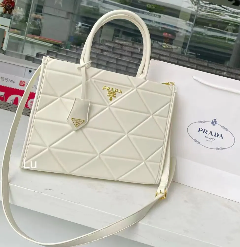 Prada Symbole Quilted Large Tote Bag With OG Box & Dust Bag