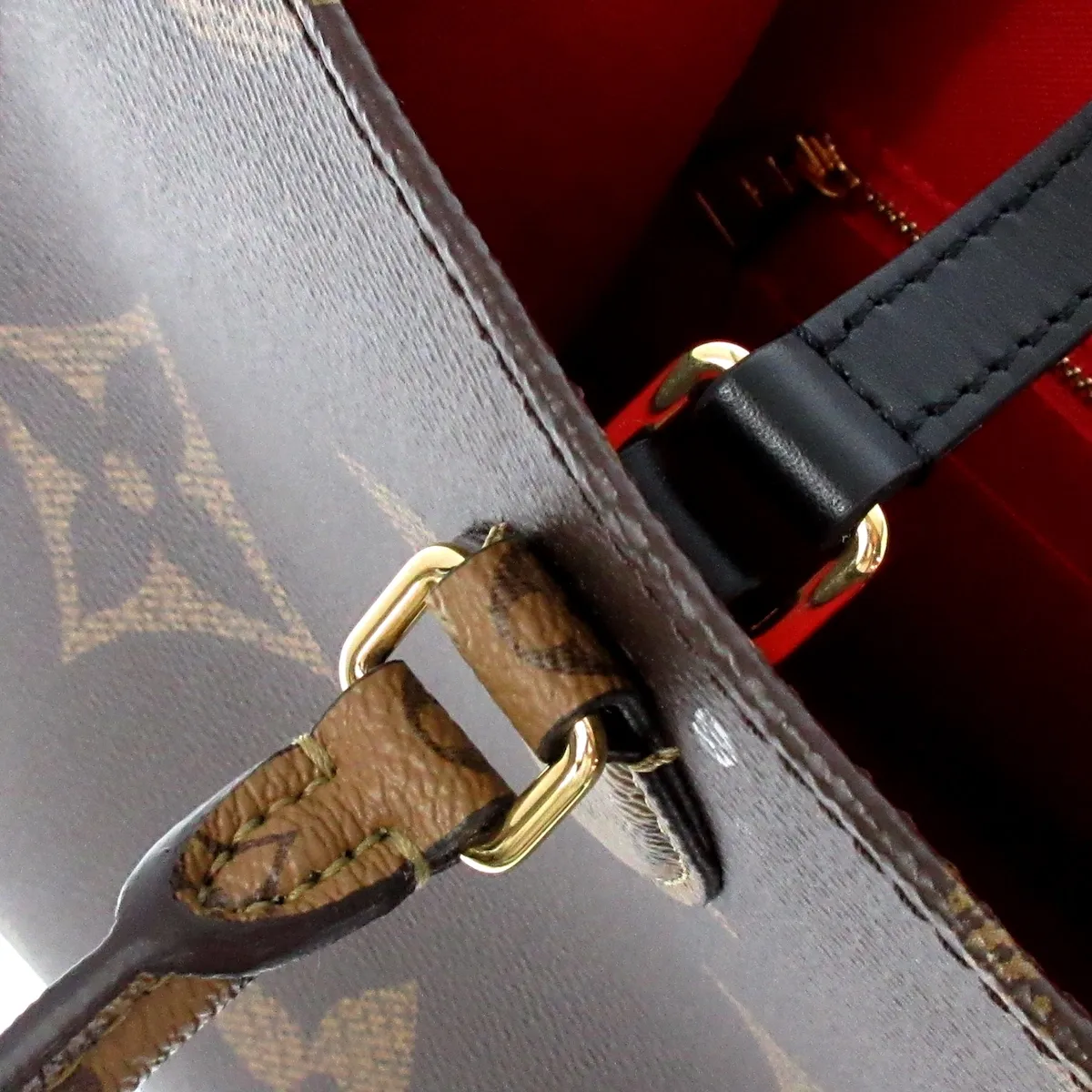 PRE-OWNED LV Onthego MM Monogram Reverse Canvas Tote Bag