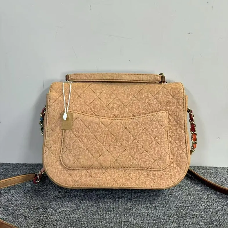 Preloved Chanel Quilted Beige Crossbody Bag