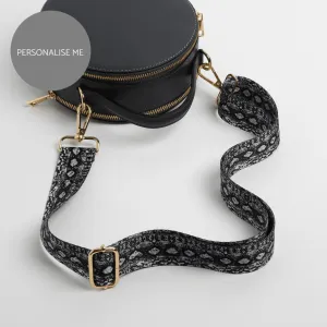 Rome Round Circle Crossbody Bag in Dark Grey with Snake Strap