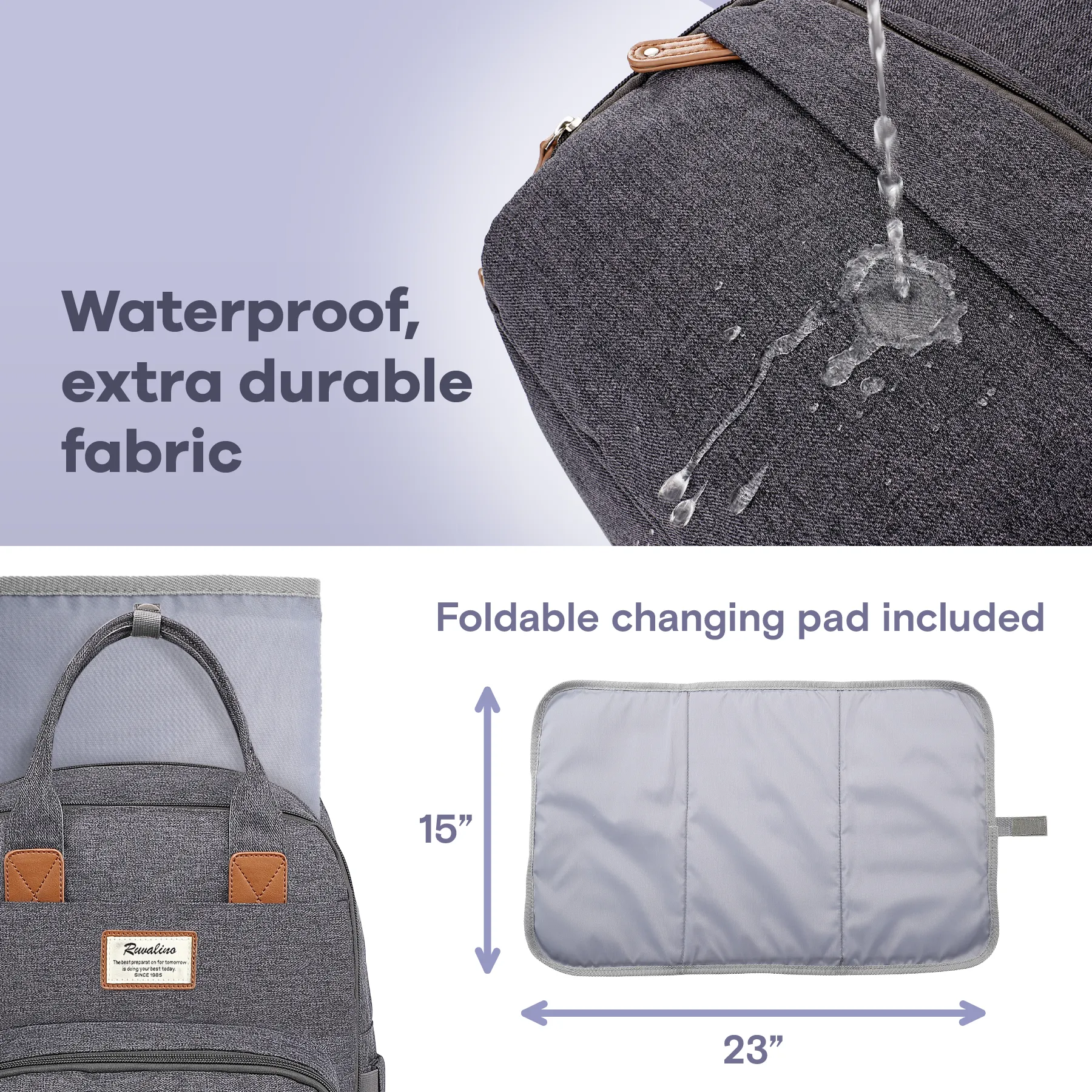 Ruvalino Classic Diaper Bag Backpack - Dark Gray