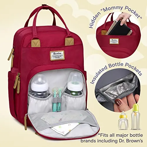 Ruvalino Classic Diaper Bag Backpack - Purplish Red