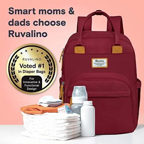 Ruvalino Classic Diaper Bag Backpack - Purplish Red
