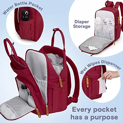 Ruvalino Classic Diaper Bag Backpack - Purplish Red