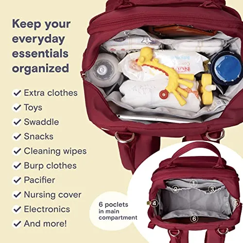 Ruvalino Classic Diaper Bag Backpack - Purplish Red