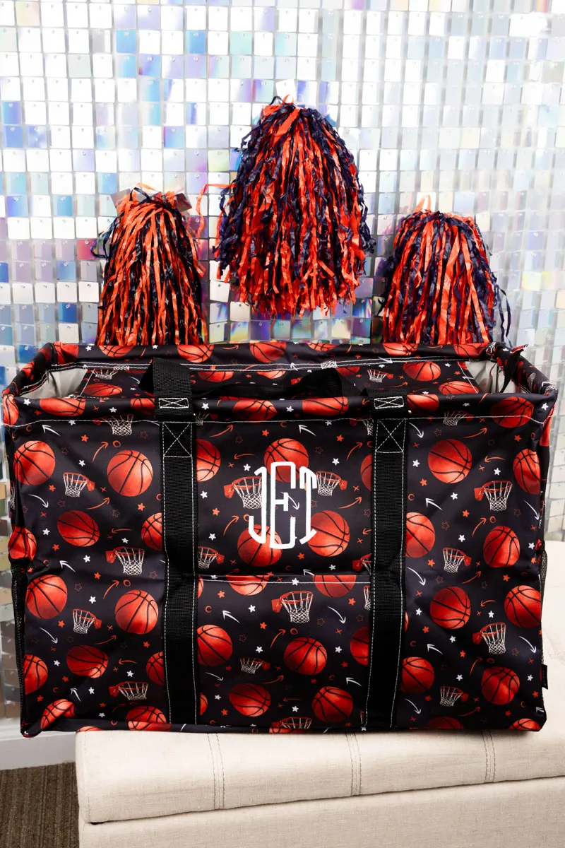 Shooting Hoops Collapsible Double Haul-It-All Basket with Mesh Pockets and Lid