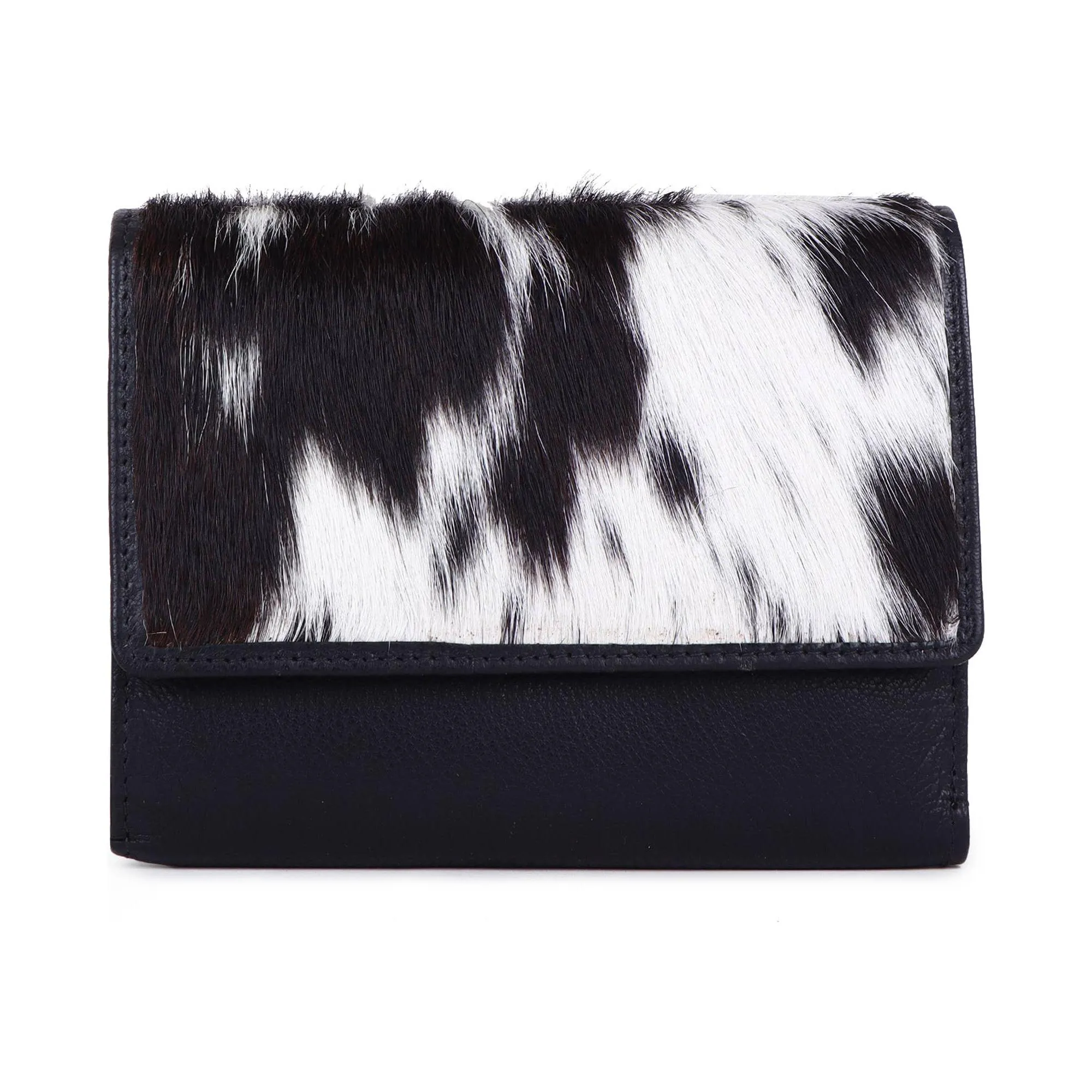Sixtease Bags - Leather Cowhide Trifold Women's Wallet - Black