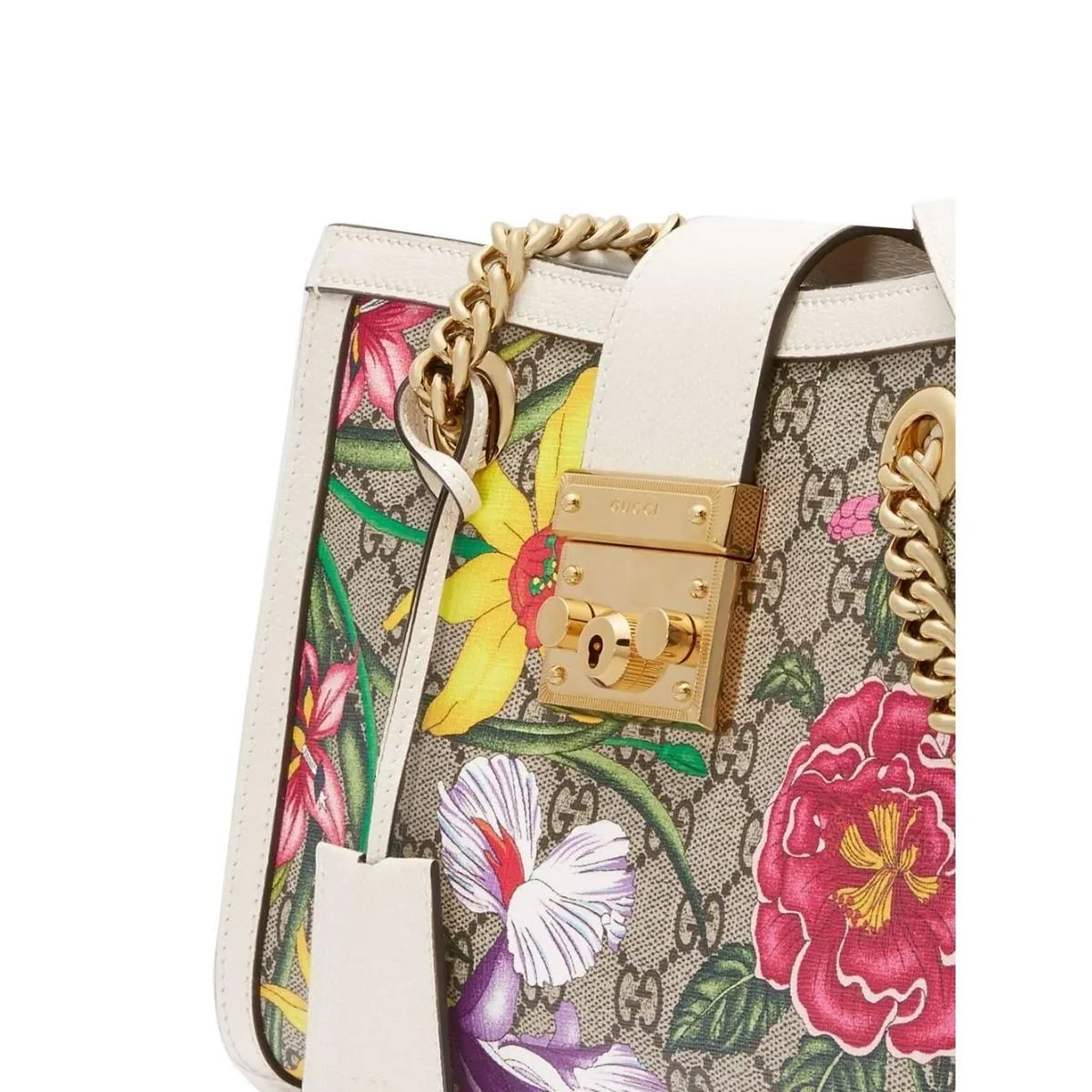 Small Padlock GG Flora Shoulder Bag