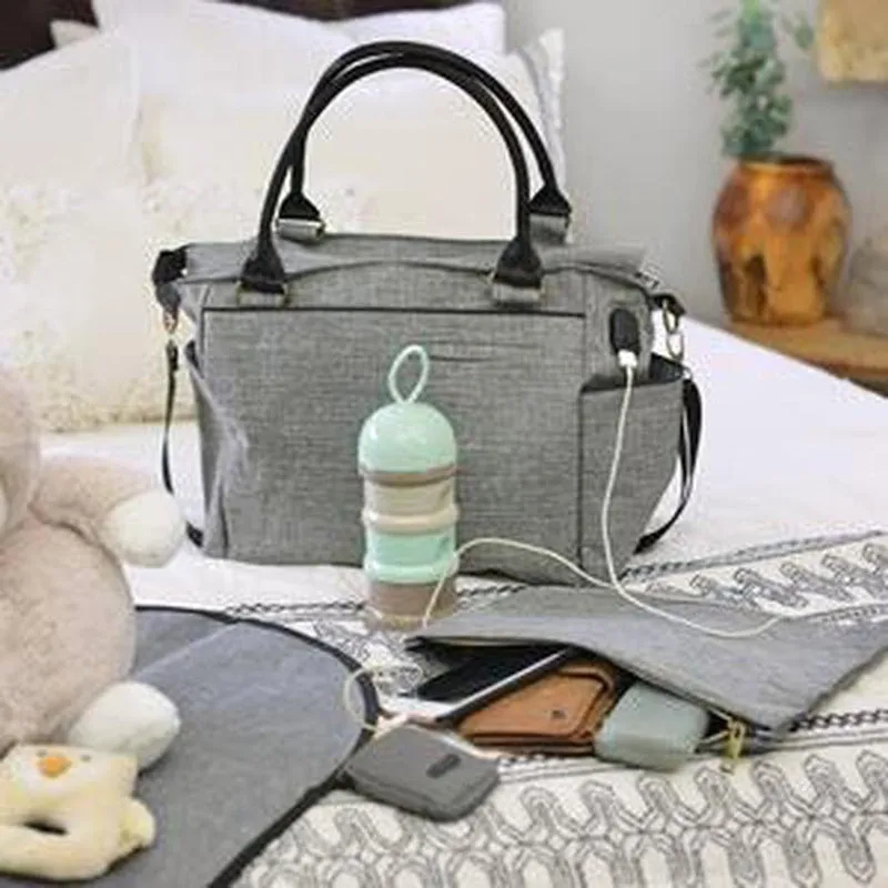 SMART Baby Bag with USB Port To Easily Charge Any Phone, Tablet, Rechargeable Breast Pump