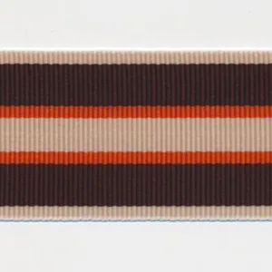 Stripe Grosgrain Ribbon #5 Beige & Brown & Orange