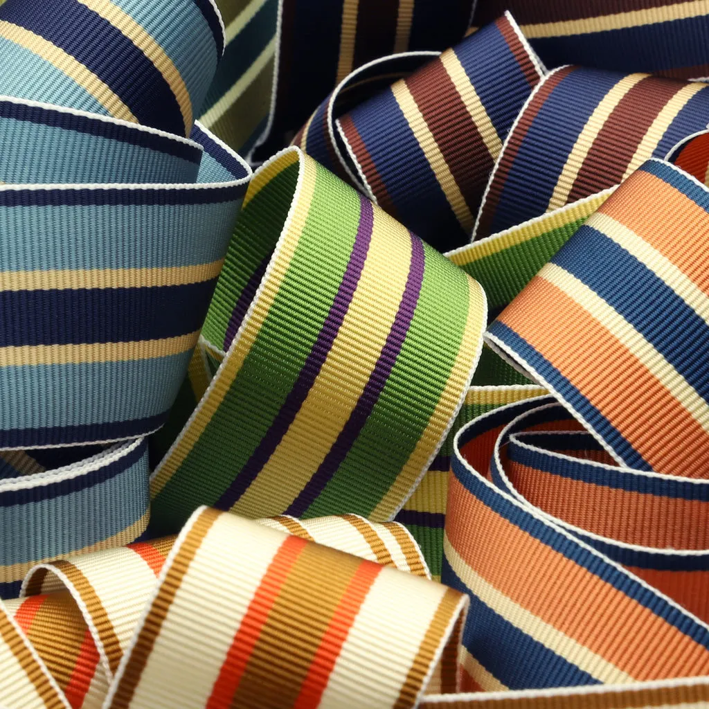 Stripe Grosgrain Ribbon #5 Beige & Brown & Orange