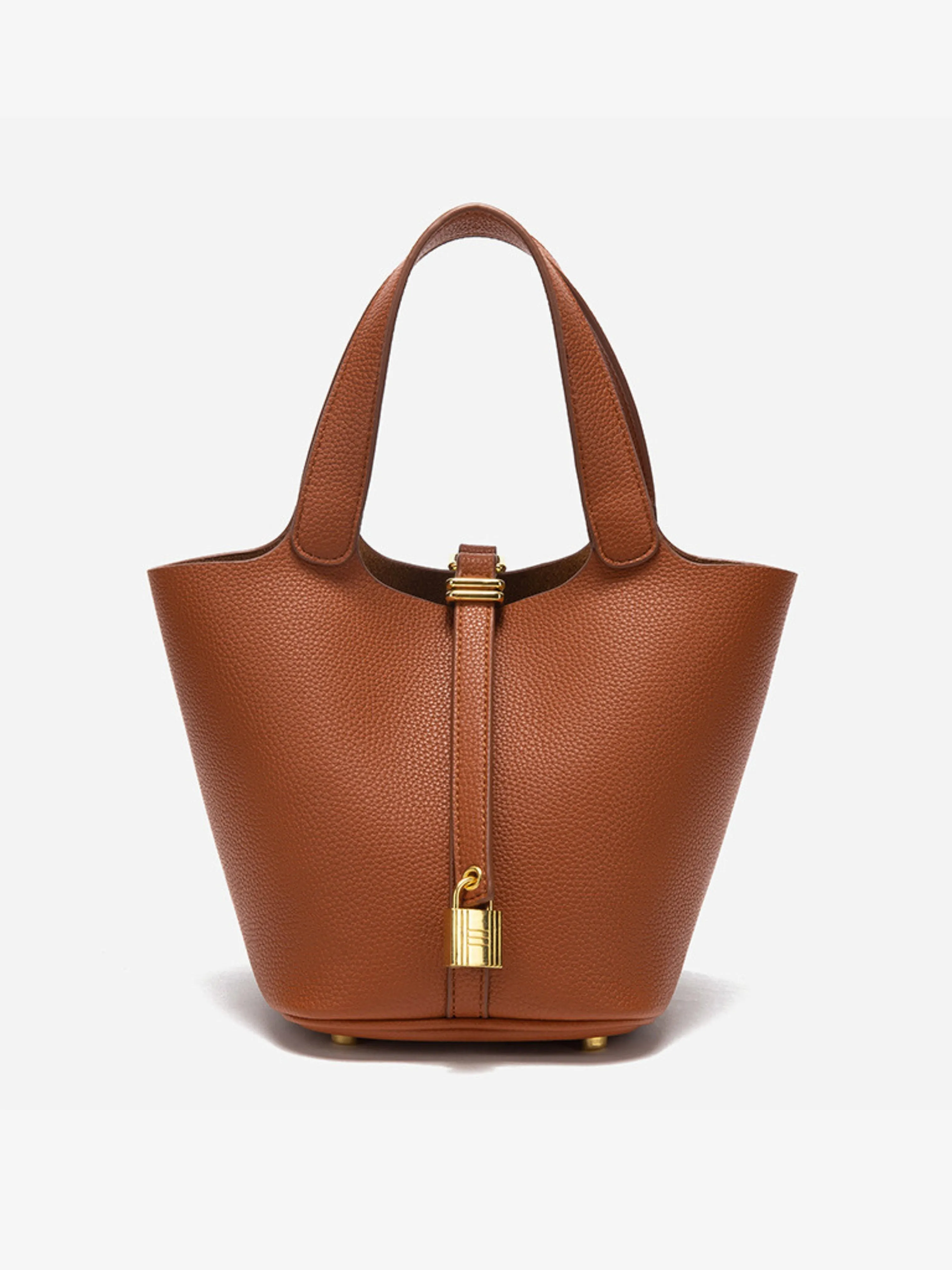 Structured Bucket Tote | Faux Leather | Padlock Detail