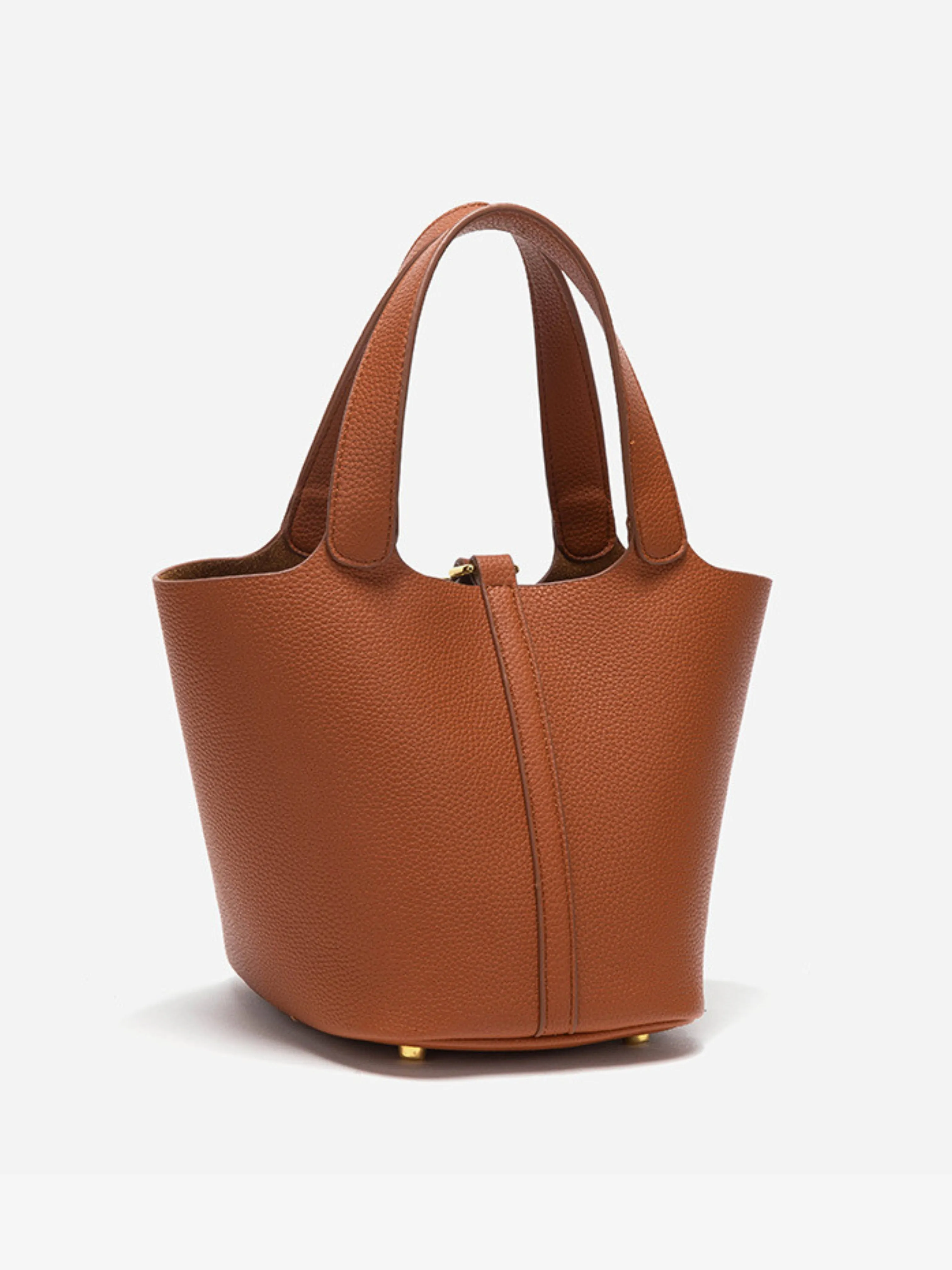 Structured Bucket Tote | Faux Leather | Padlock Detail