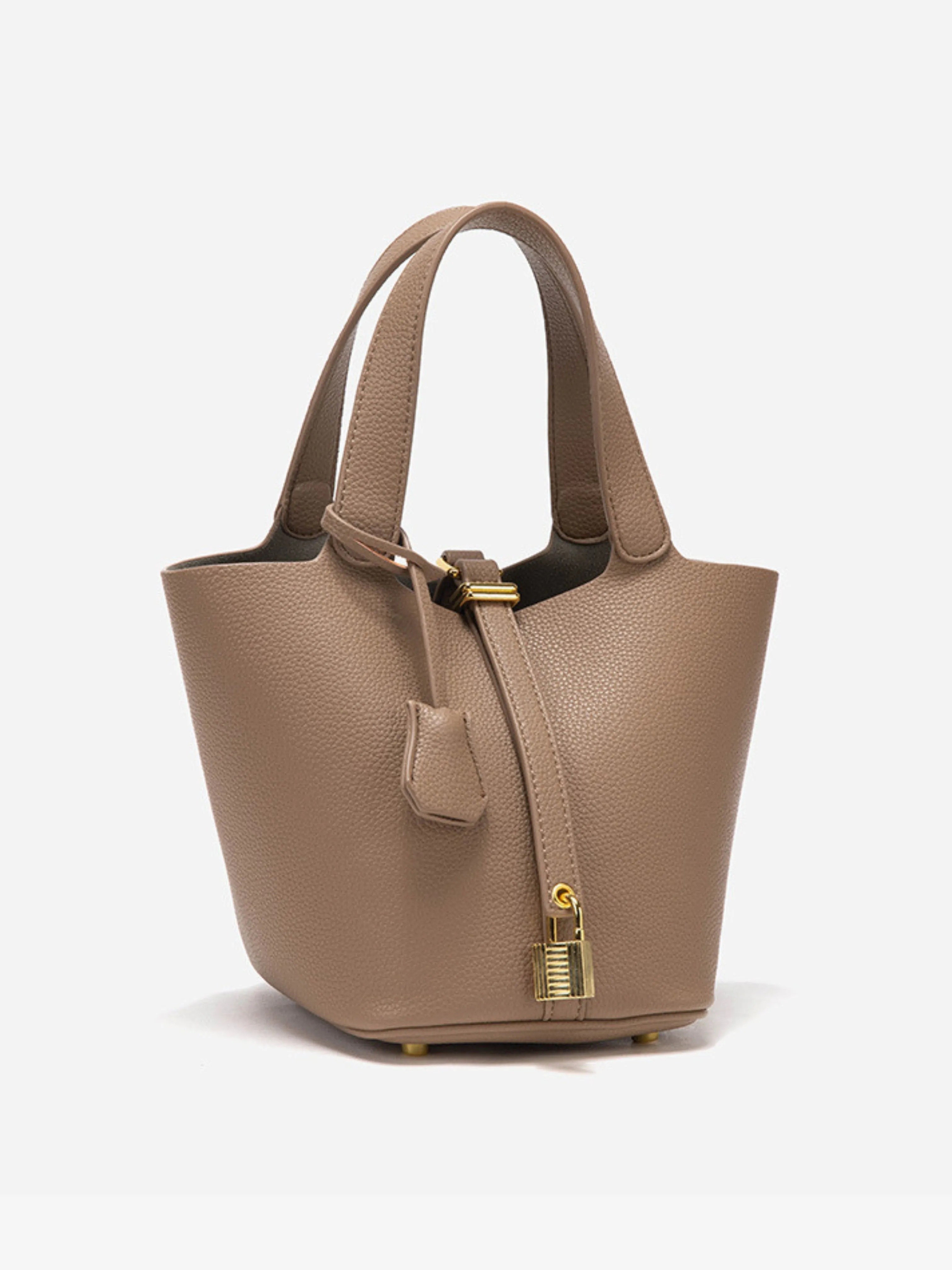 Structured Bucket Tote | Faux Leather | Padlock Detail