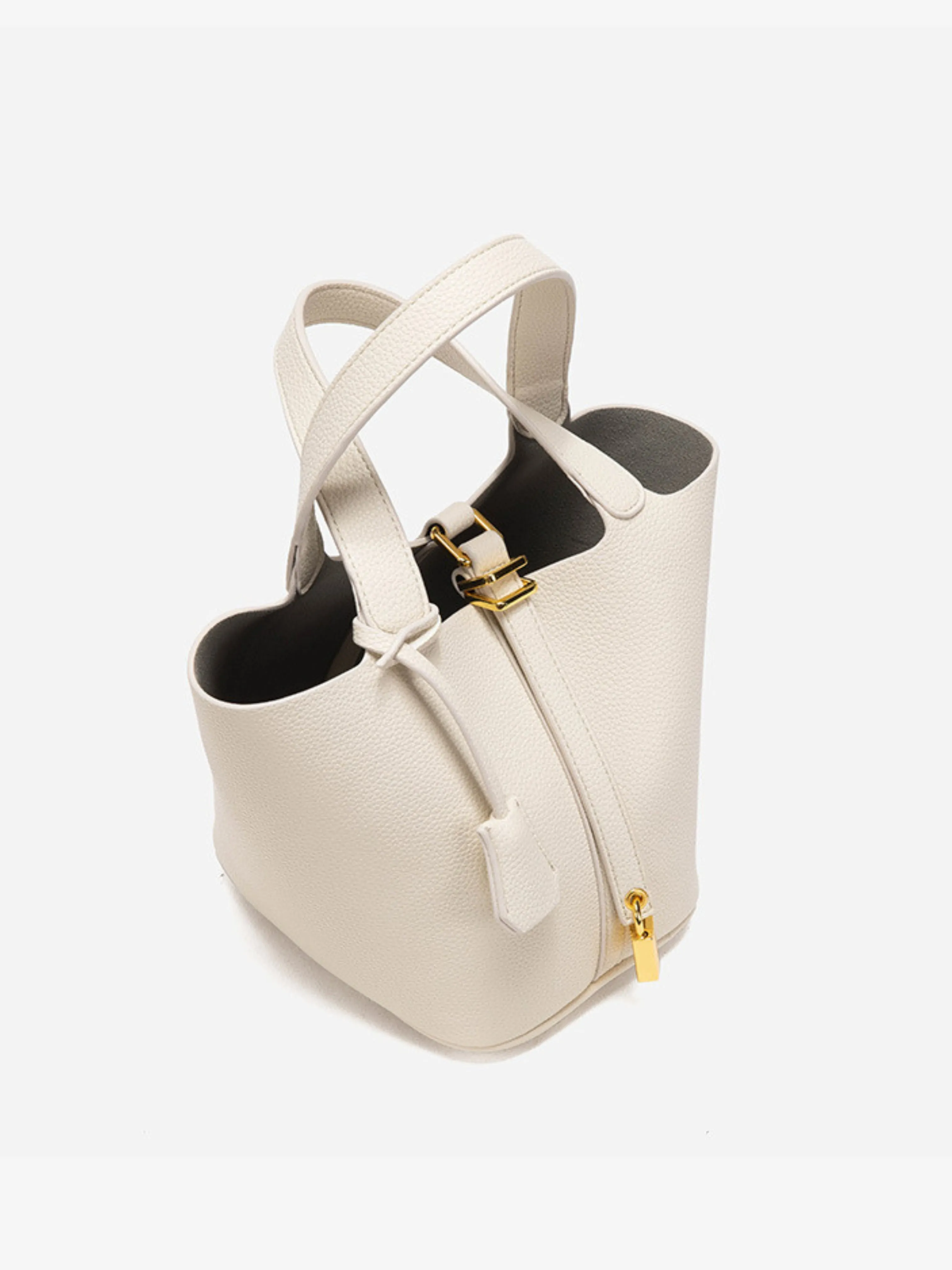 Structured Bucket Tote | Faux Leather | Padlock Detail