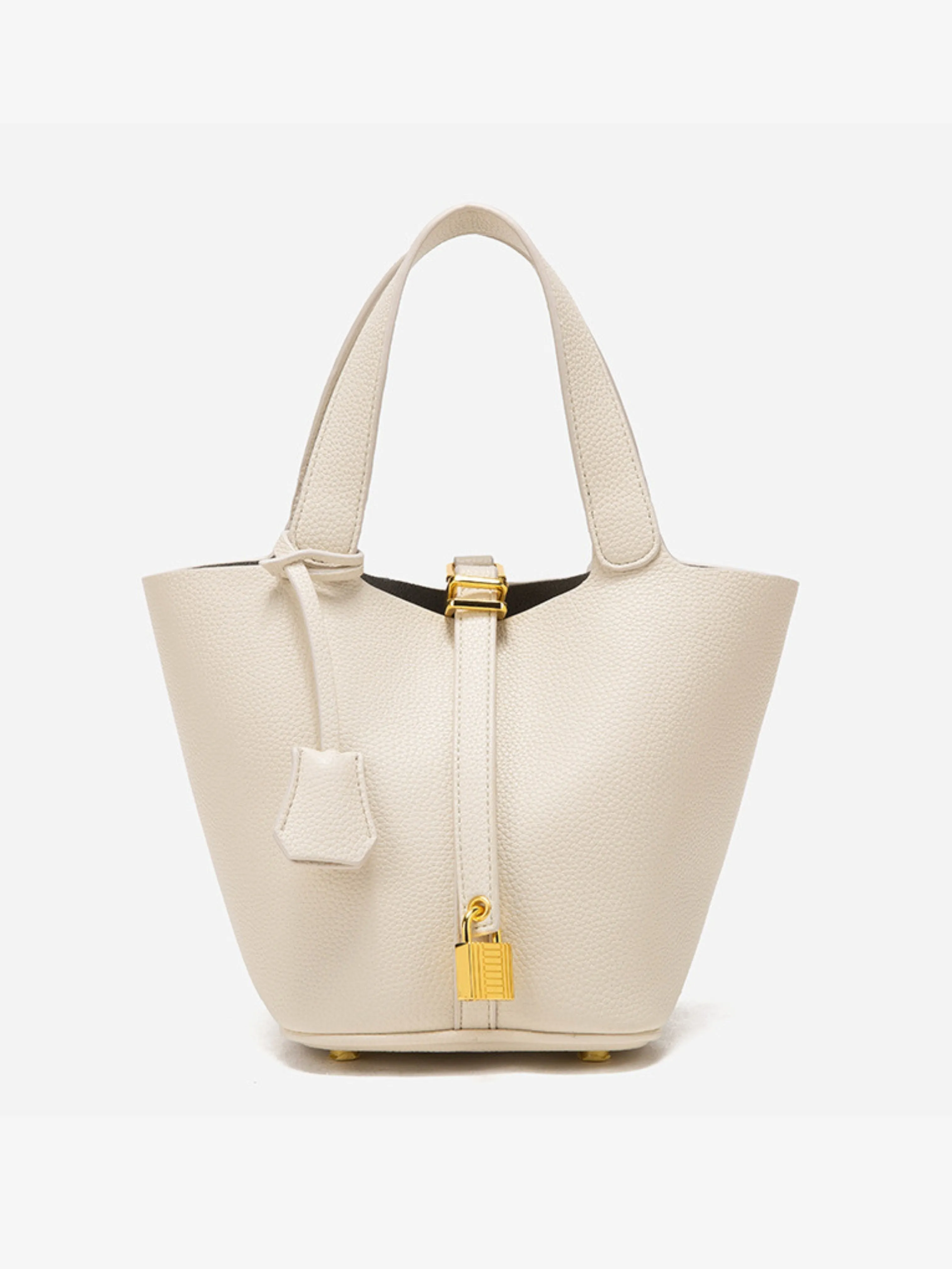 Structured Bucket Tote | Faux Leather | Padlock Detail