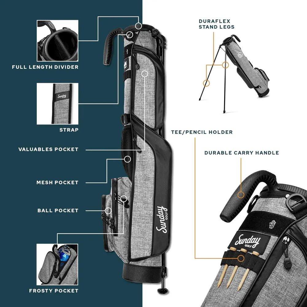 Sunday Golf Loma Golf Stand Bag Red & Off-White (Bag Height 32")