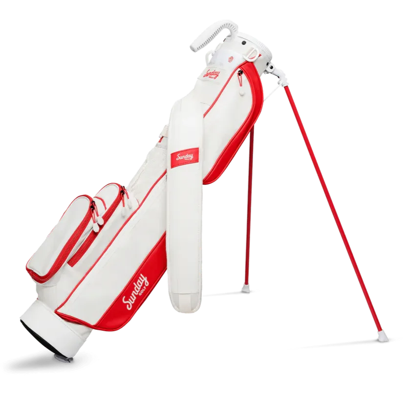 Sunday Golf Loma Golf Stand Bag Red & Off-White (Bag Height 32")