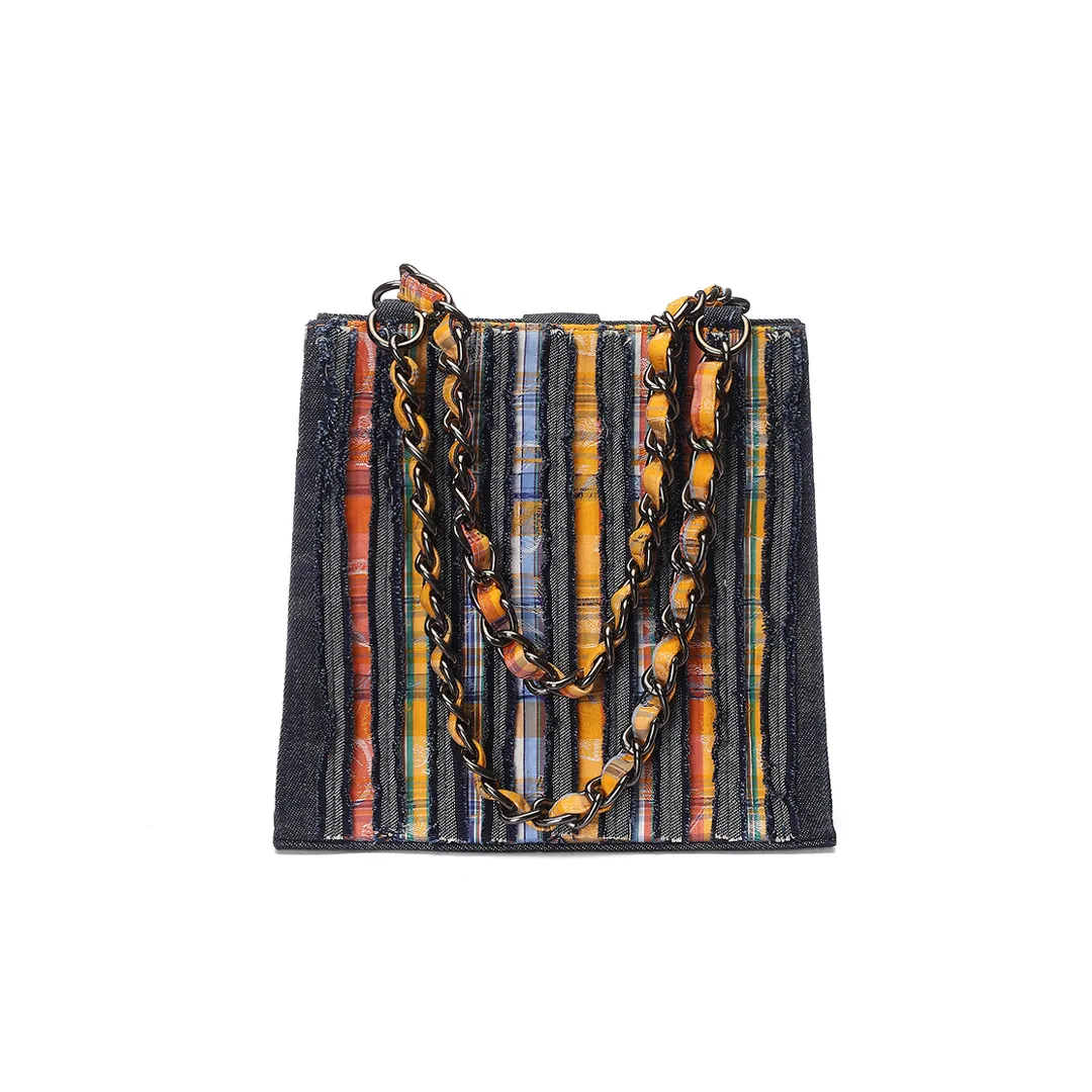 Sunset Stripe Denim Tote Small