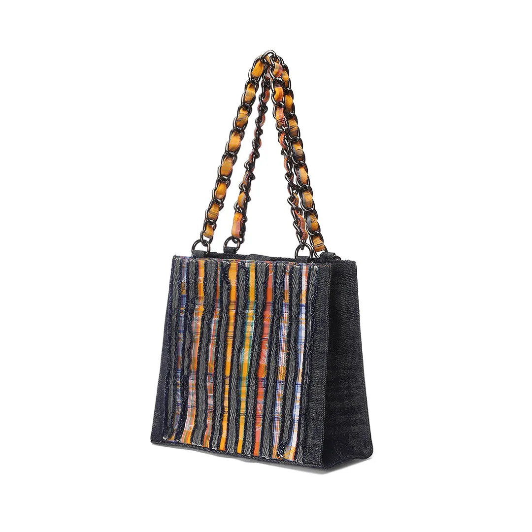 Sunset Stripe Denim Tote Small