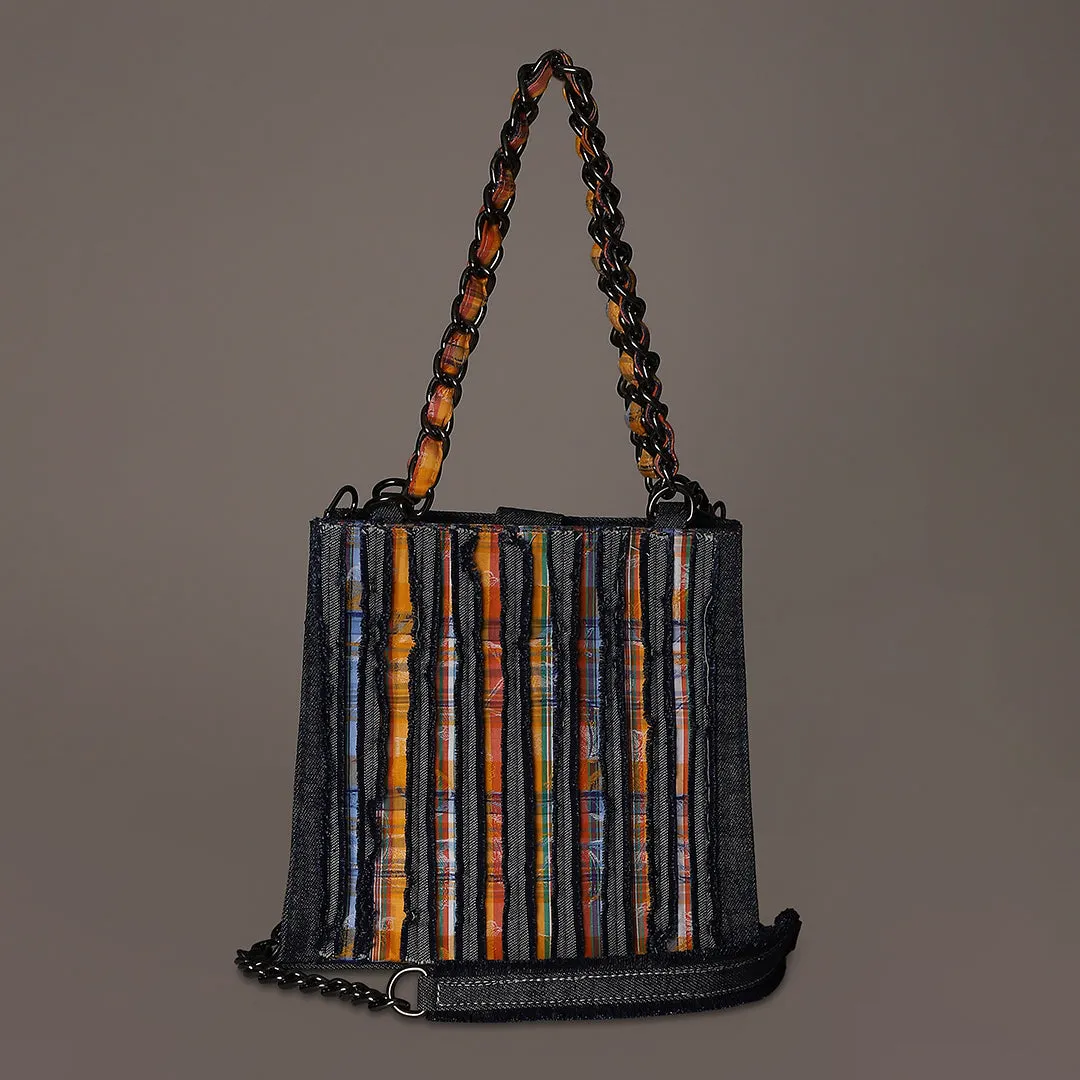 Sunset Stripe Denim Tote Small