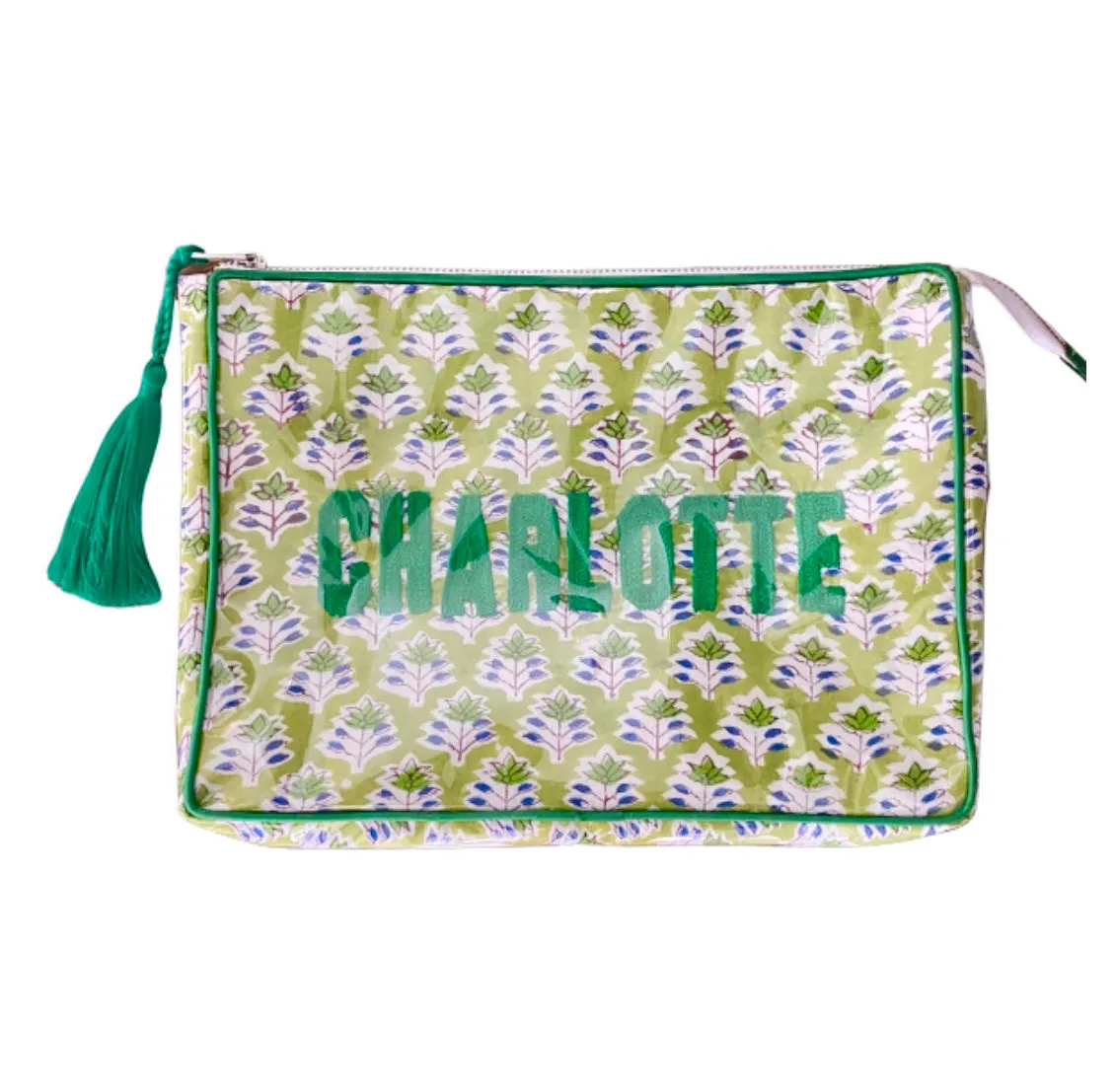 The OG India Bag - Green Floral - Monogrammed