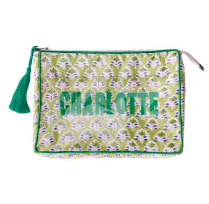 The OG India Bag - Green Floral - Monogrammed