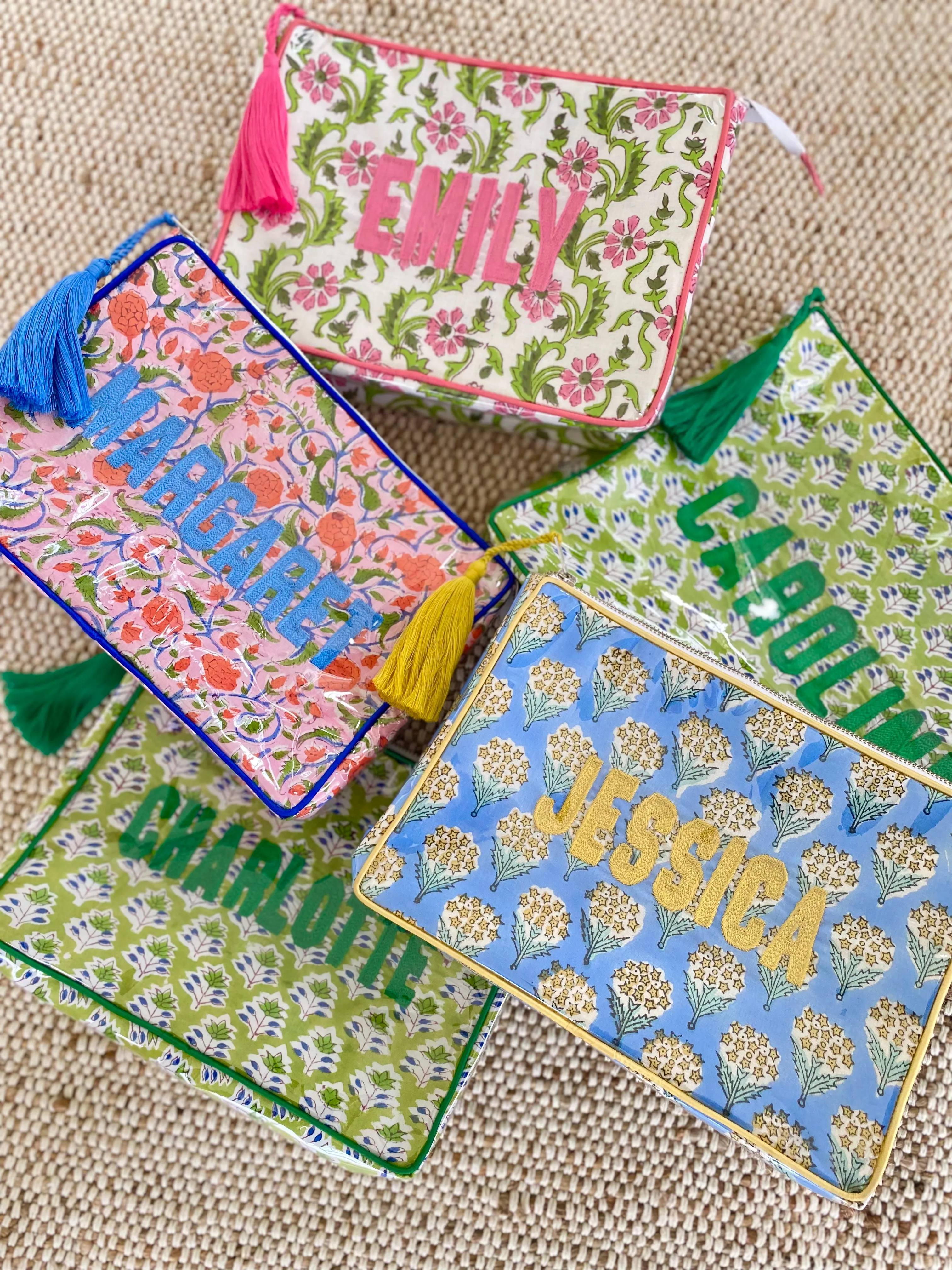 The OG India Bag - Green Floral - Monogrammed