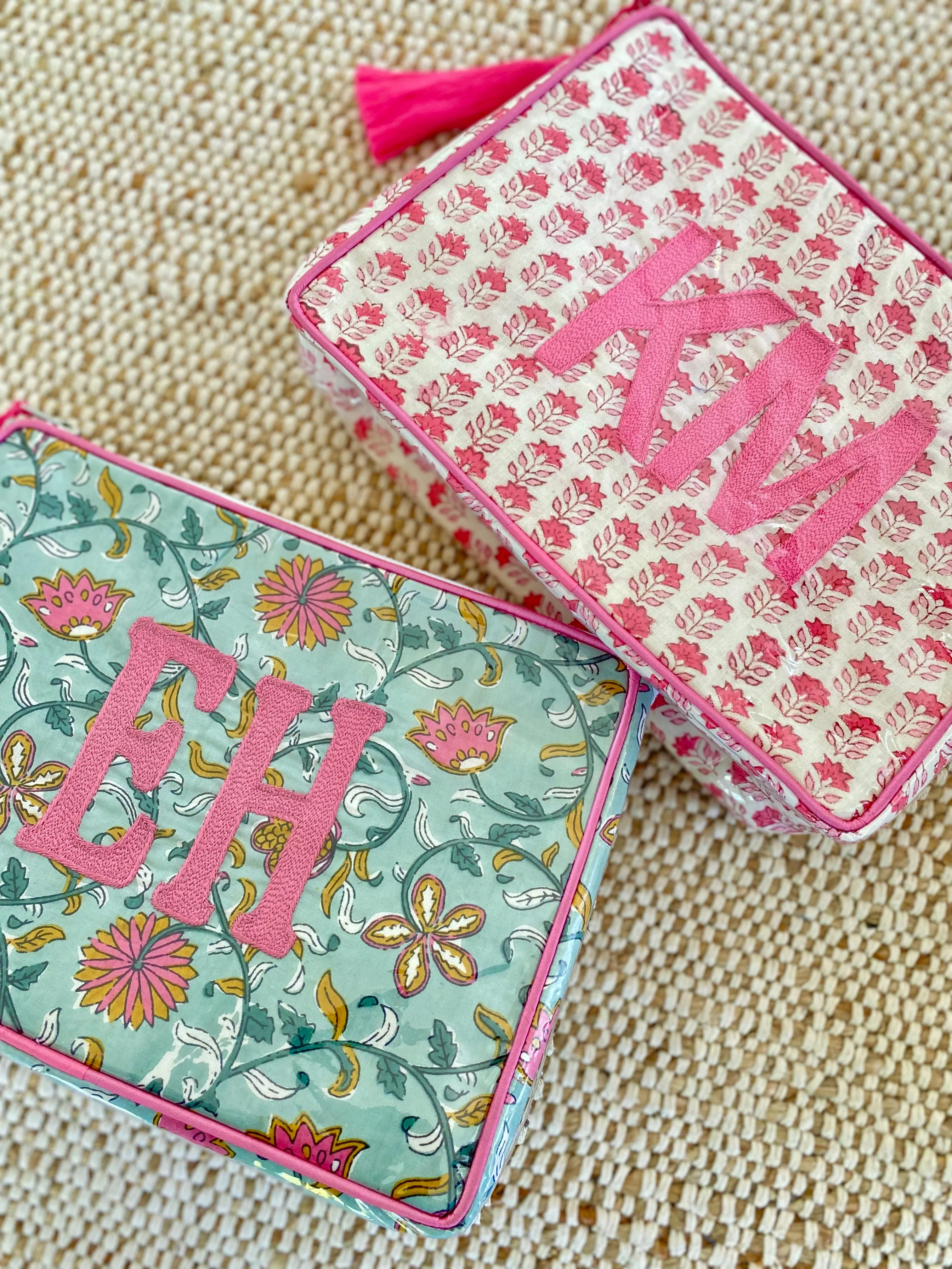 The OG India Bag - Pink and White - Monogrammed