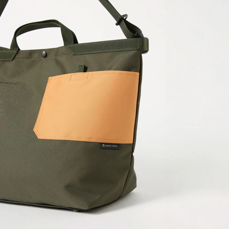 UNIVERSAL WORKS Recycled Tech Canvas Large Tote Bag in Olive