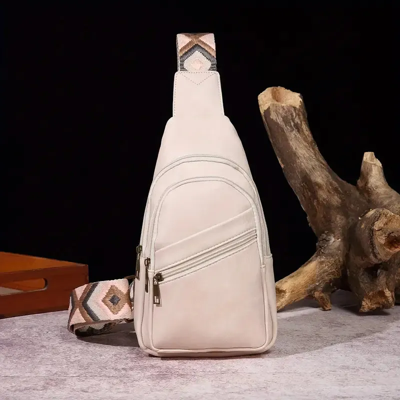 VintageVibe Multi-Pocket PU Leather Sling Bag