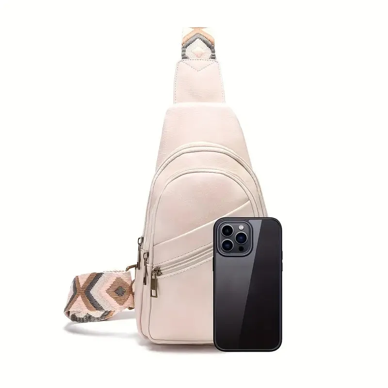 VintageVibe Multi-Pocket PU Leather Sling Bag