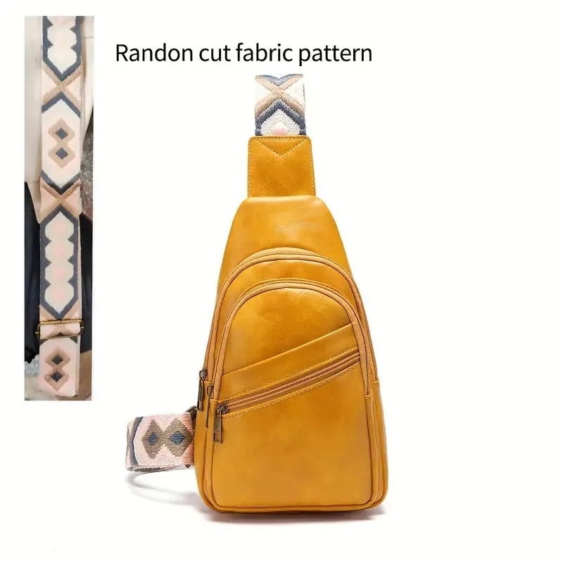 VintageVibe Multi-Pocket PU Leather Sling Bag