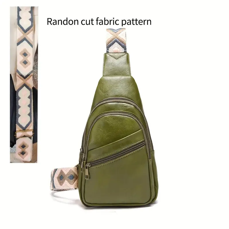 VintageVibe Multi-Pocket PU Leather Sling Bag