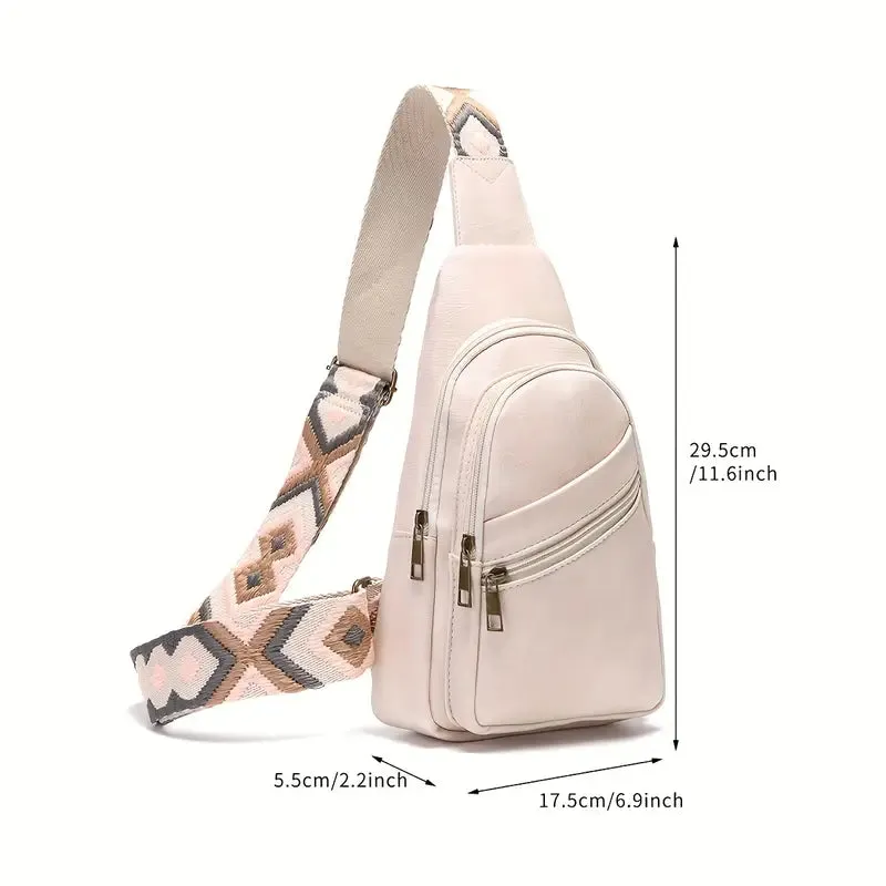 VintageVibe Multi-Pocket PU Leather Sling Bag