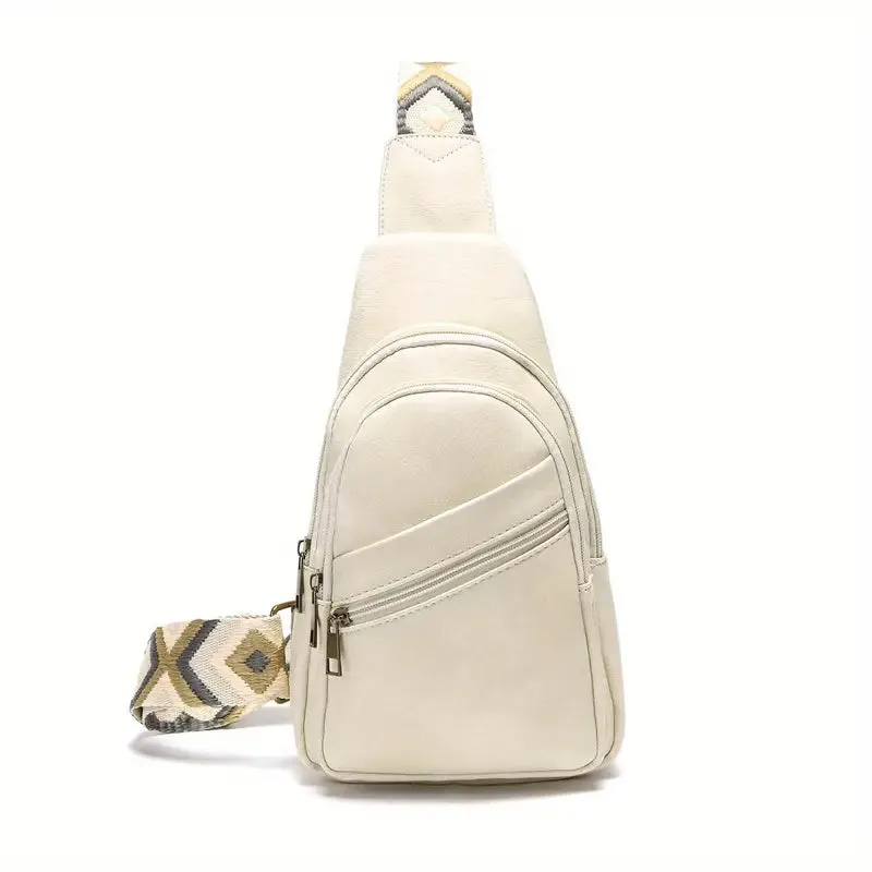 VintageVibe Multi-Pocket PU Leather Sling Bag
