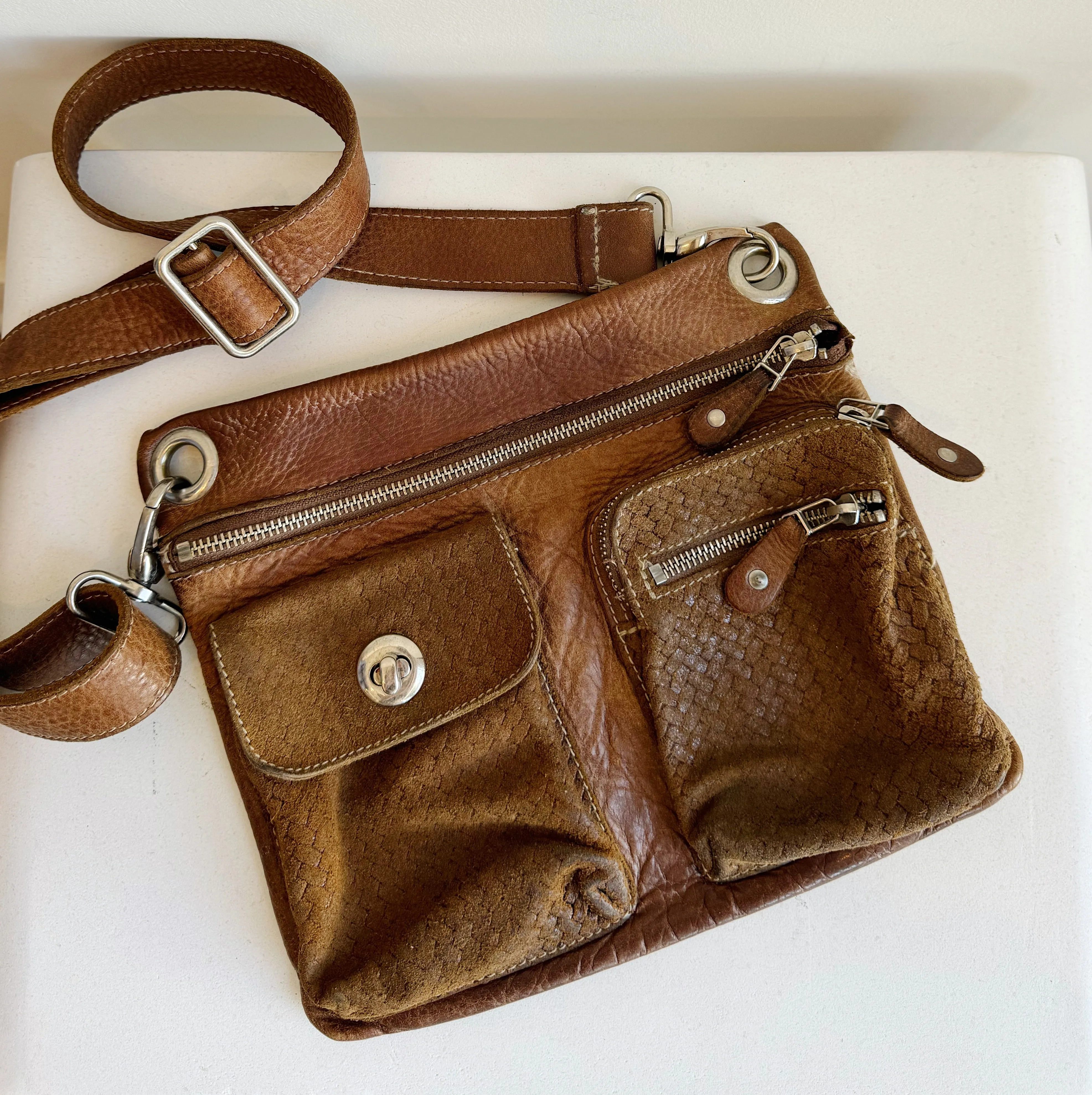 Walnut Adjustable Leather Utility Bag